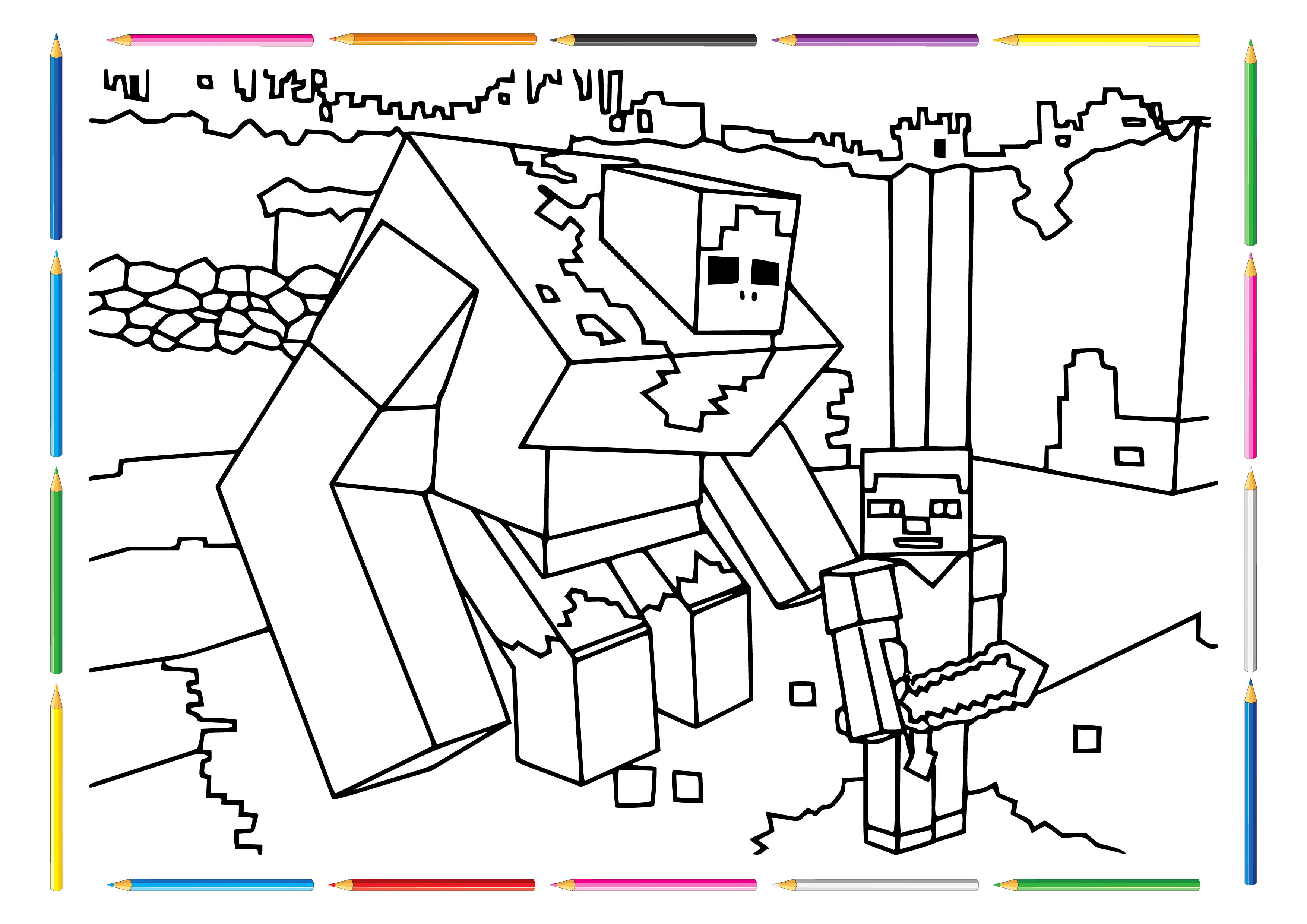 Раскраска для мальчиков майнкрафт Minecraft Minecraft