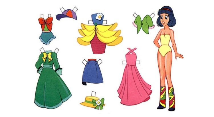 Распечатать Бумажные Куклы с одеждой для вырезания